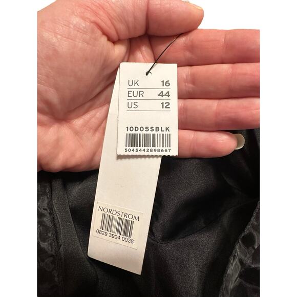 Topshop Black Satin Slip Dress Bow Tie Ribbon Straps Size 12 NWT Formal Cocktail - Picture 3 of 9